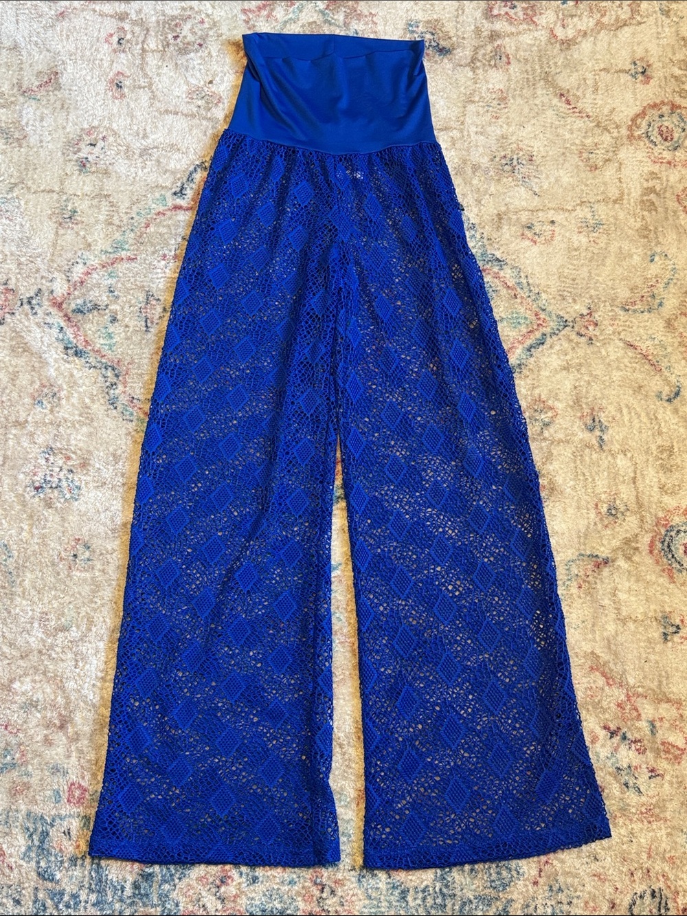 La Vie En Rose Royal Blue Crochet Pants